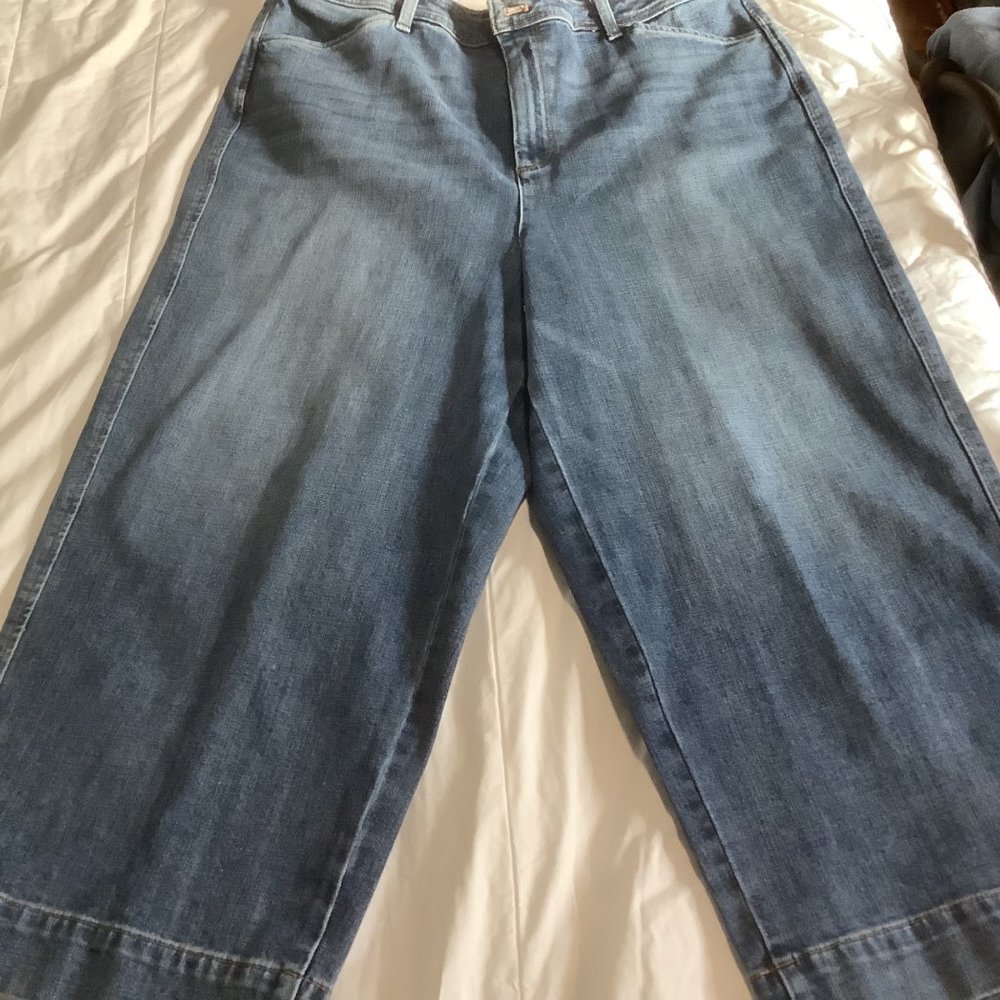 Ultra Wide Leg Denim Women Blue Jeans Size 16  NWOT Talbots